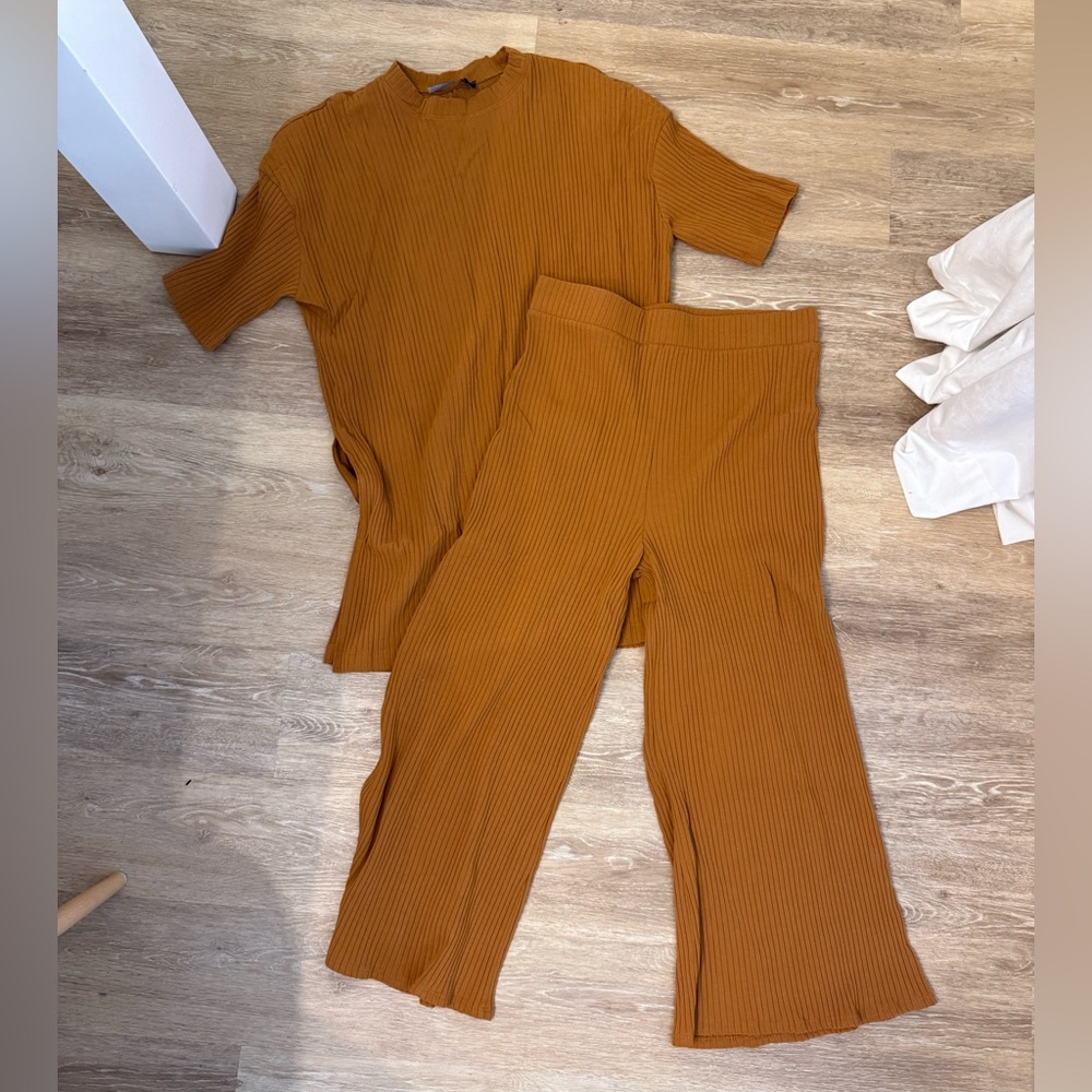 Dressed in LALA Mustard Ribbed Pants & Top Set